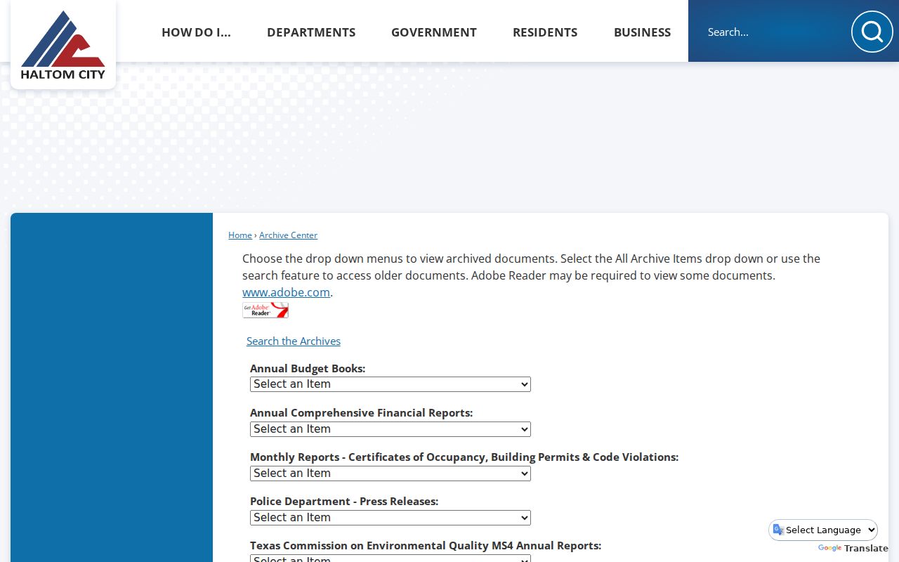 Haltom City residents directory municipal archive search