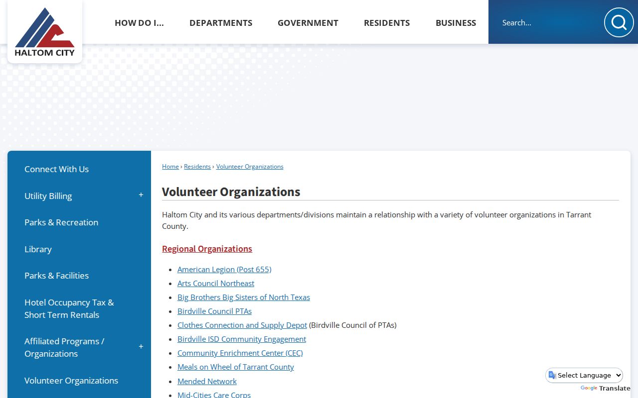 Haltom City civic contacts for neighbors and neighborhood groups
